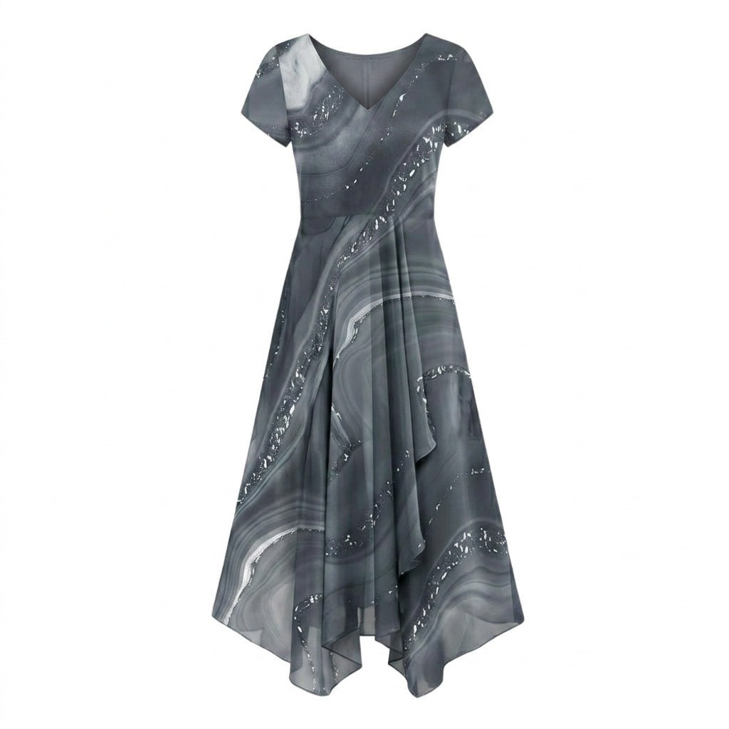 Flowing Marbled Midi Dress for Special Occasions — View 17 | Clova
