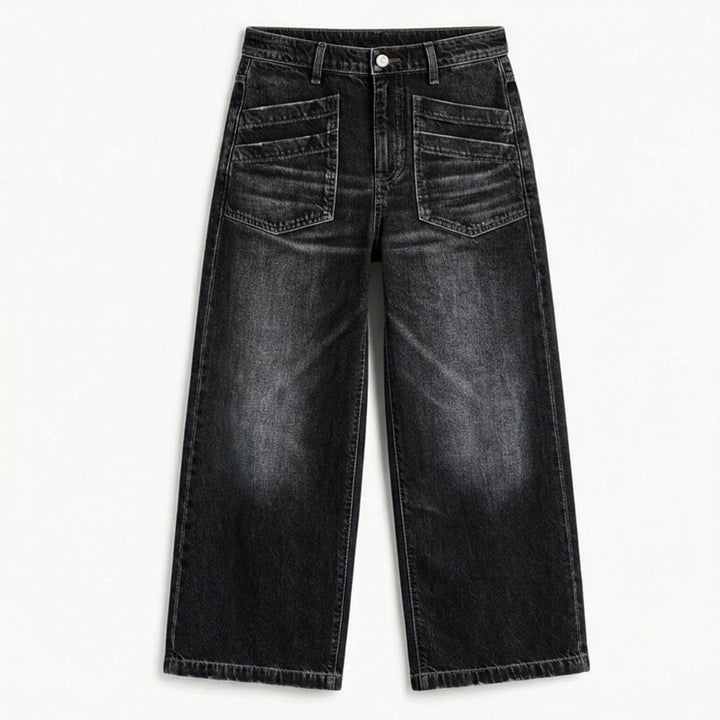 Patch-Pocket Wide-Leg Jeans — View 12 | Clova