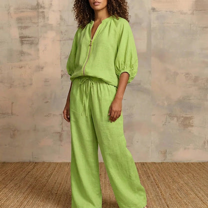 2-Piece Set with Gold Zip | Clova Women's Fashion