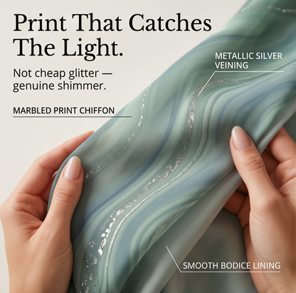 Flowing Marbled Midi Dress for Special Occasions — View 7 | Clova