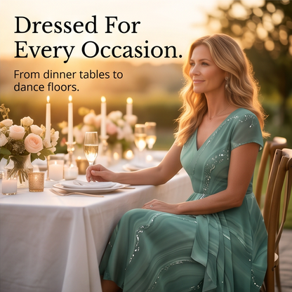 Flowing Marbled Midi Dress for Special Occasions — View 9 | Clova
