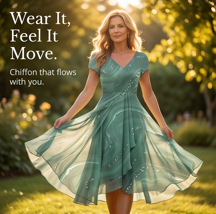 Flowing Marbled Midi Dress for Special Occasions — View 10 | Clova