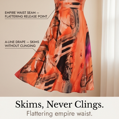Printed Midi Dress with Attached Cardigan — View 6 | Clova