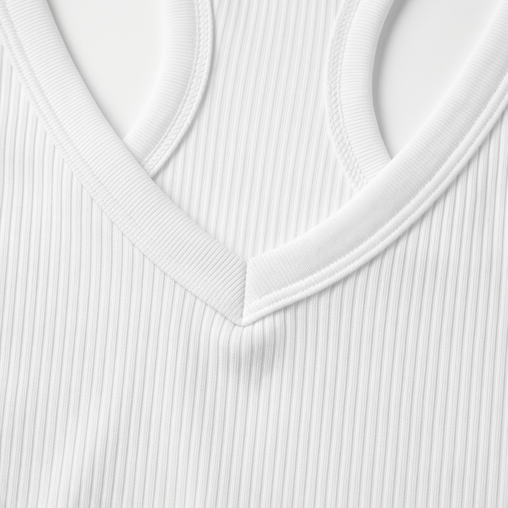 Lunella Ribbed V-Neck Tank with Built-In Bra — View 13 | Clova