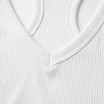 Lunella Ribbed V-Neck Tank with Built-In Bra — View 13 | Clova