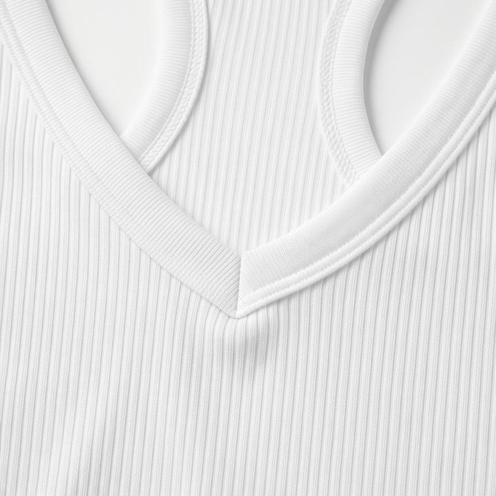 Lunella Ribbed V-Neck Tank with Built-In Bra — View 13 | Clova