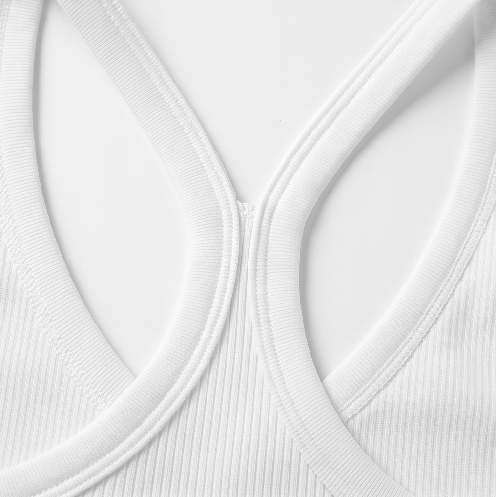 Lunella Ribbed V-Neck Tank with Built-In Bra — View 14 | Clova