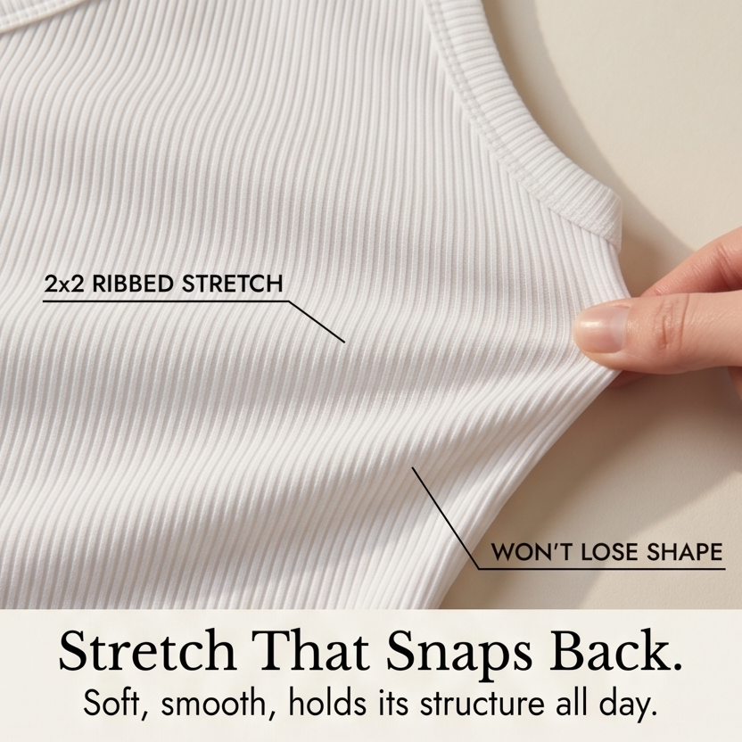 Lunella Ribbed V-Neck Tank with Built-In Bra — View 7 | Clova