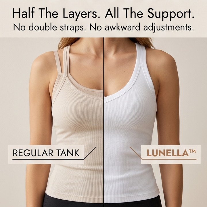 Lunella Ribbed V-Neck Tank with Built-In Bra — View 10 | Clova