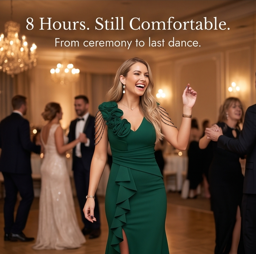 Rosette Shoulder Mermaid Evening Gown — View 11 | Clova