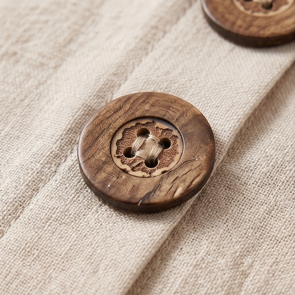 Flowy V-Neck Midi Dress with Wooden Buttons — View 6 | Clova