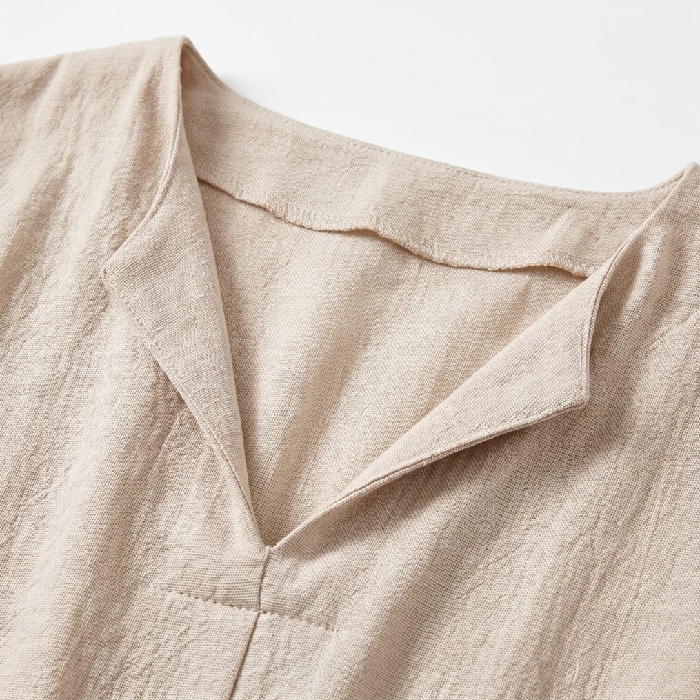 Flowy V-Neck Midi Dress with Wooden Buttons — View 8 | Clova