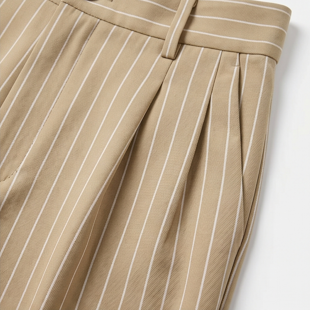 Solène High-Waisted Striped Wide-Leg Trousers for Effortless Polish — View 8 | Clova