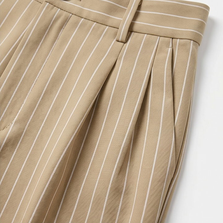 Solène High-Waisted Striped Wide-Leg Trousers for Effortless Polish — View 8 | Clova