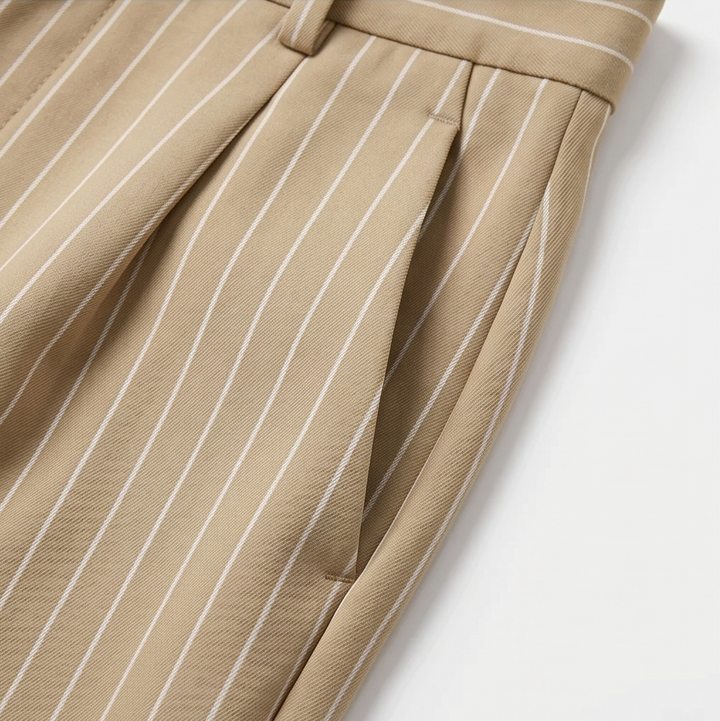 Solène High-Waisted Striped Wide-Leg Trousers for Effortless Polish — View 9 | Clova