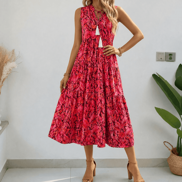 Tiered Boho Midi Dress for Effortless Summer Days — View 11 | Clova