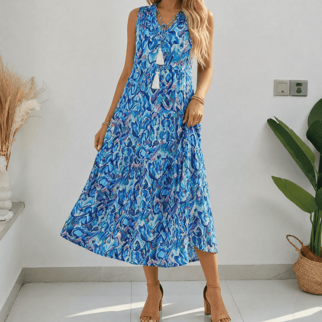 Tiered Boho Midi Dress for Effortless Summer Days — View 9 | Clova