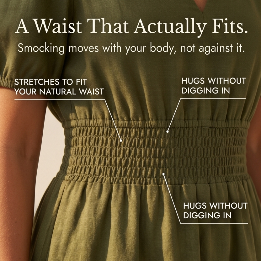 Solenna Smocked Waist Tiered Mini Dress — View 7 | Clova