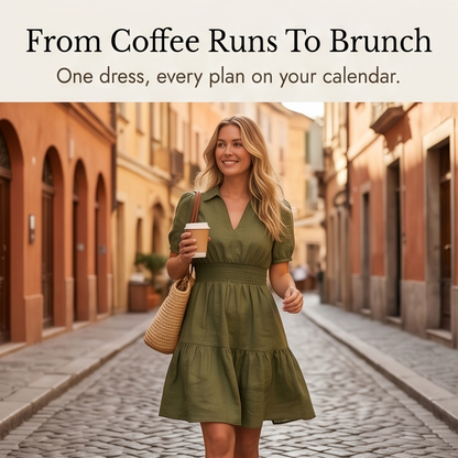 Solenna Smocked Waist Tiered Mini Dress — View 11 | Clova
