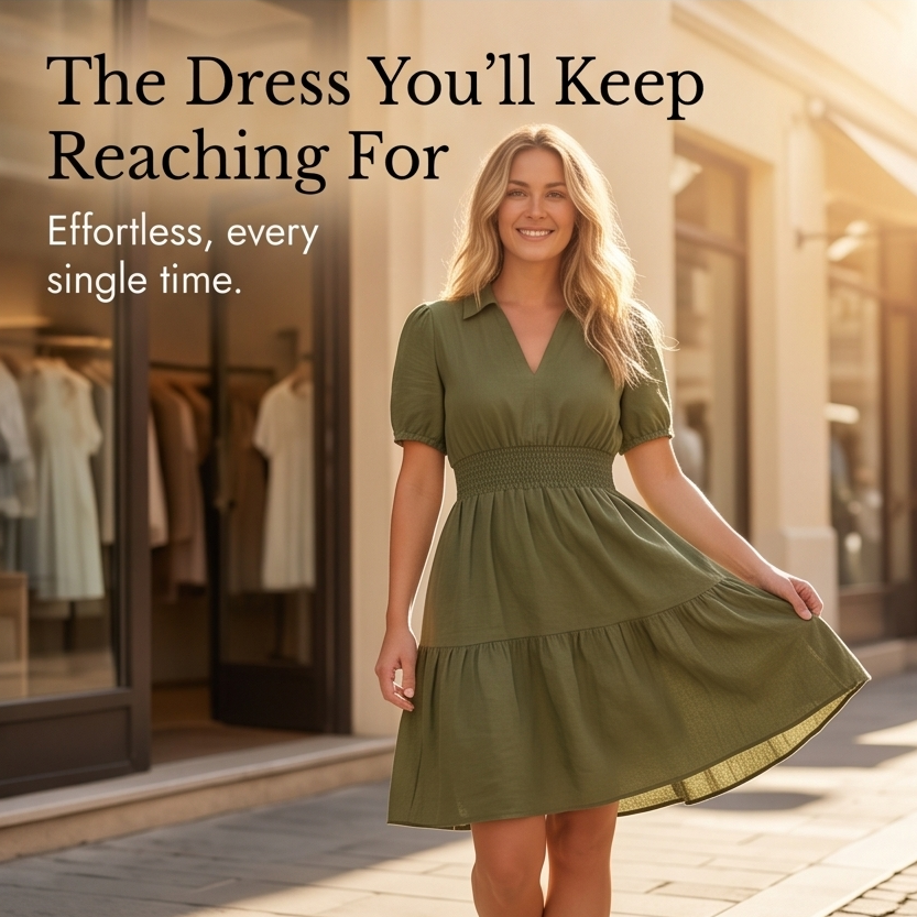 Solenna Smocked Waist Tiered Mini Dress — View 12 | Clova