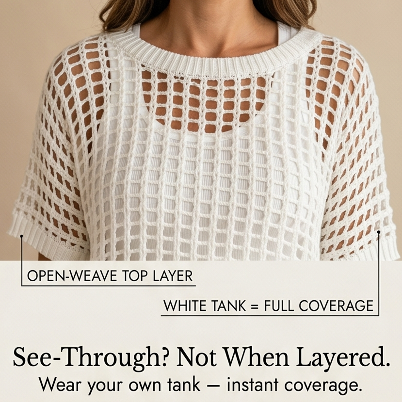 Breezy Open-Knit Summer Top — View 7 | Clova
