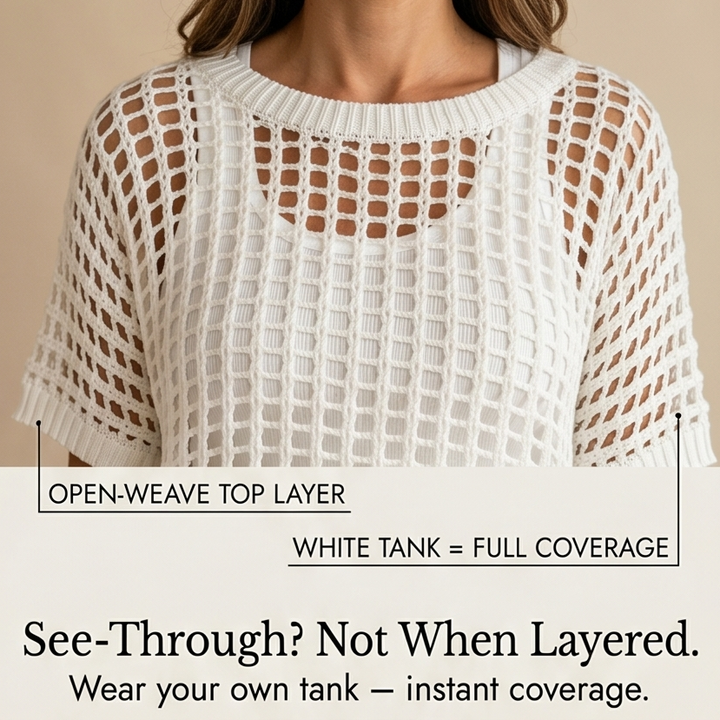 Breezy Open-Knit Summer Top — View 7 | Clova