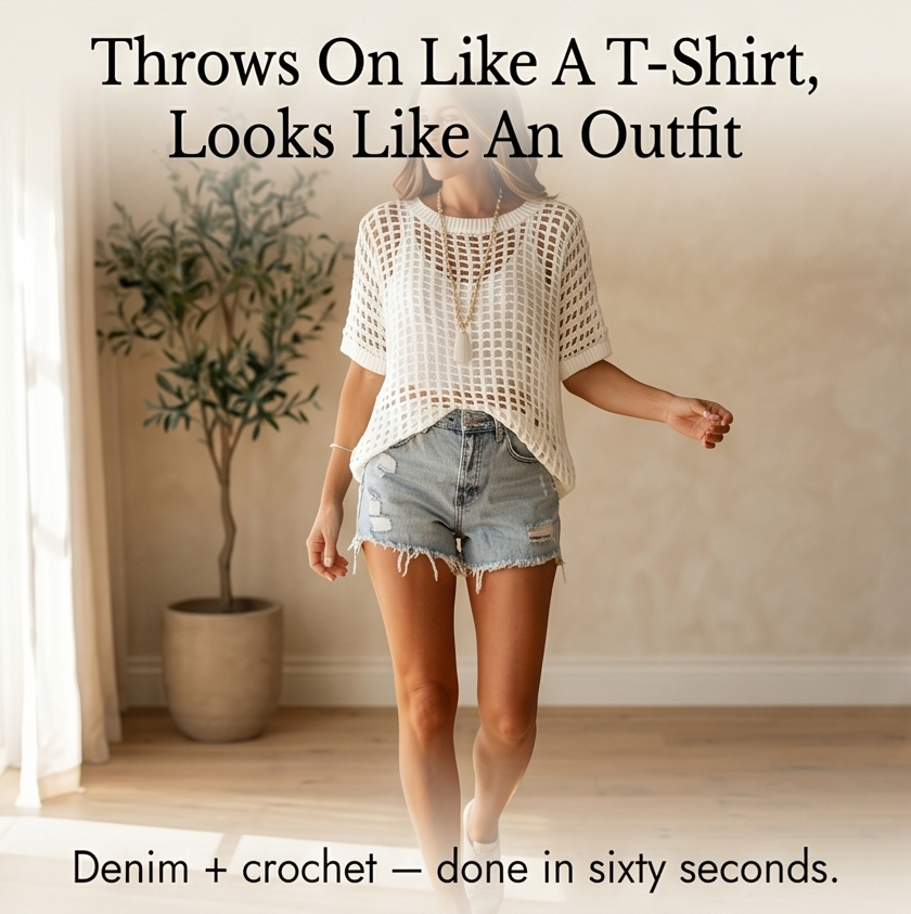 Breezy Open-Knit Summer Top — View 8 | Clova