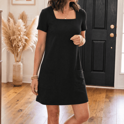 Soft Square-Neck Pocket Dress — View 16 | Clova