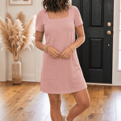 Soft Square-Neck Pocket Dress — View 17 | Clova
