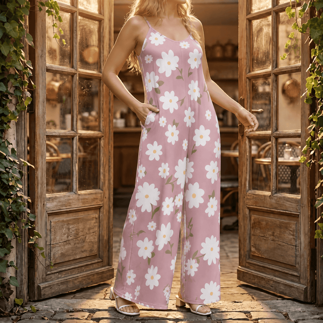Floral Wide-Leg Jumpsuit for Curves — View 12 | Clova