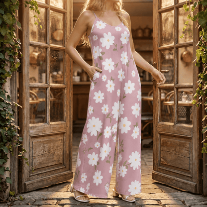 Floral Wide-Leg Jumpsuit for Curves — View 12 | Clova