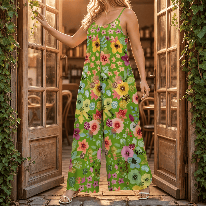 Floral Wide-Leg Jumpsuit for Curves — View 11 | Clova