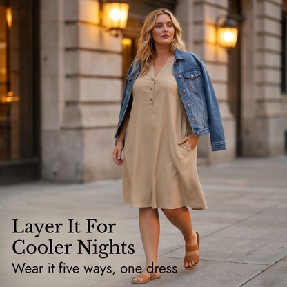 Breezy V-Neck Boho Sundress with Pockets — View 10 | Clova