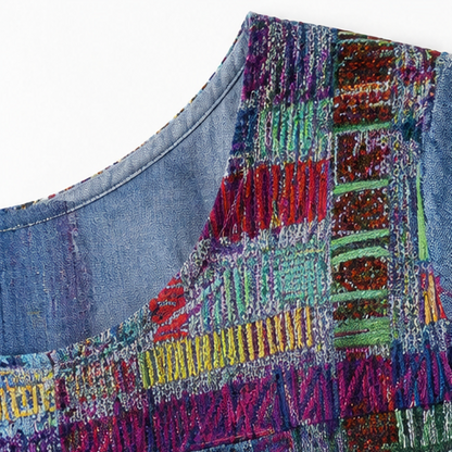 Painterly Patchwork Midi Dress — View 12 | Clova