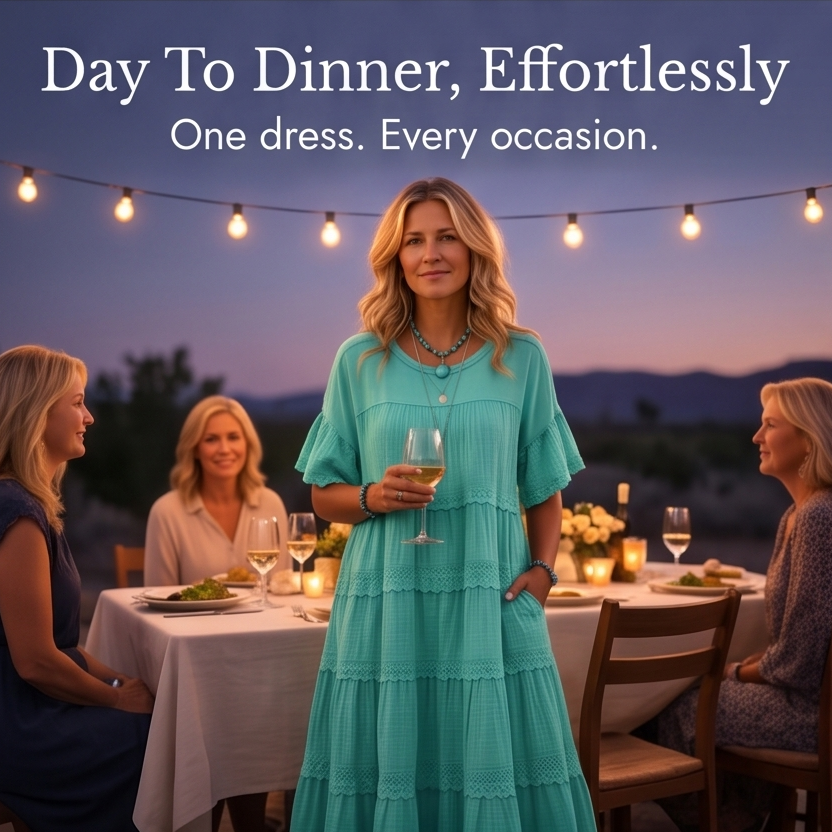 Sundara Tiered Lace Midi Dress with Hidden Pockets — View 11 | Clova