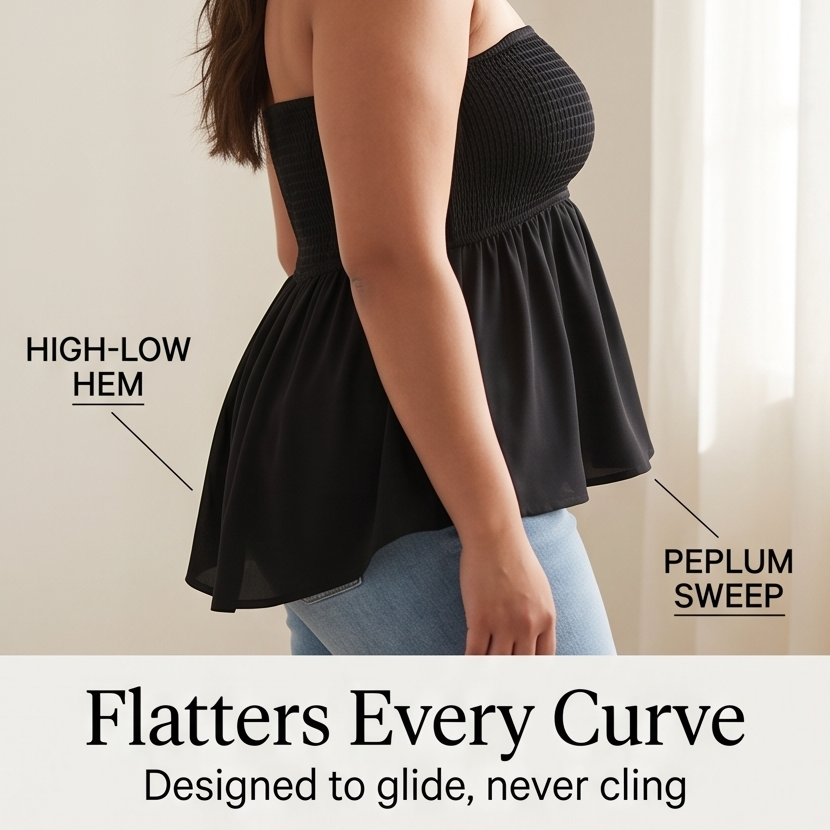 Strapless Smocked Babydoll Top — View 6 | Clova