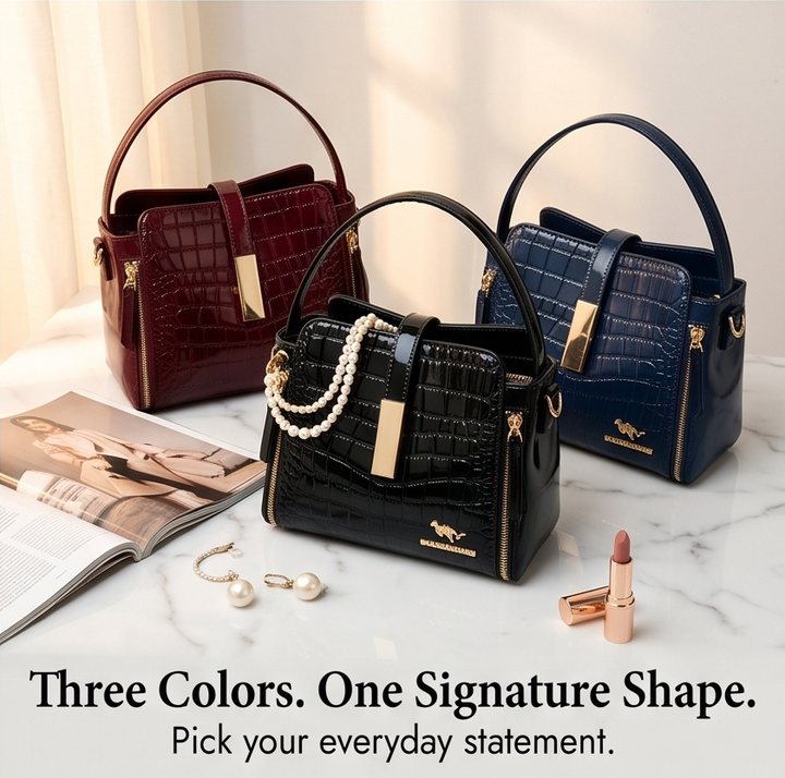 Glossy Croc Crossbody Handbag