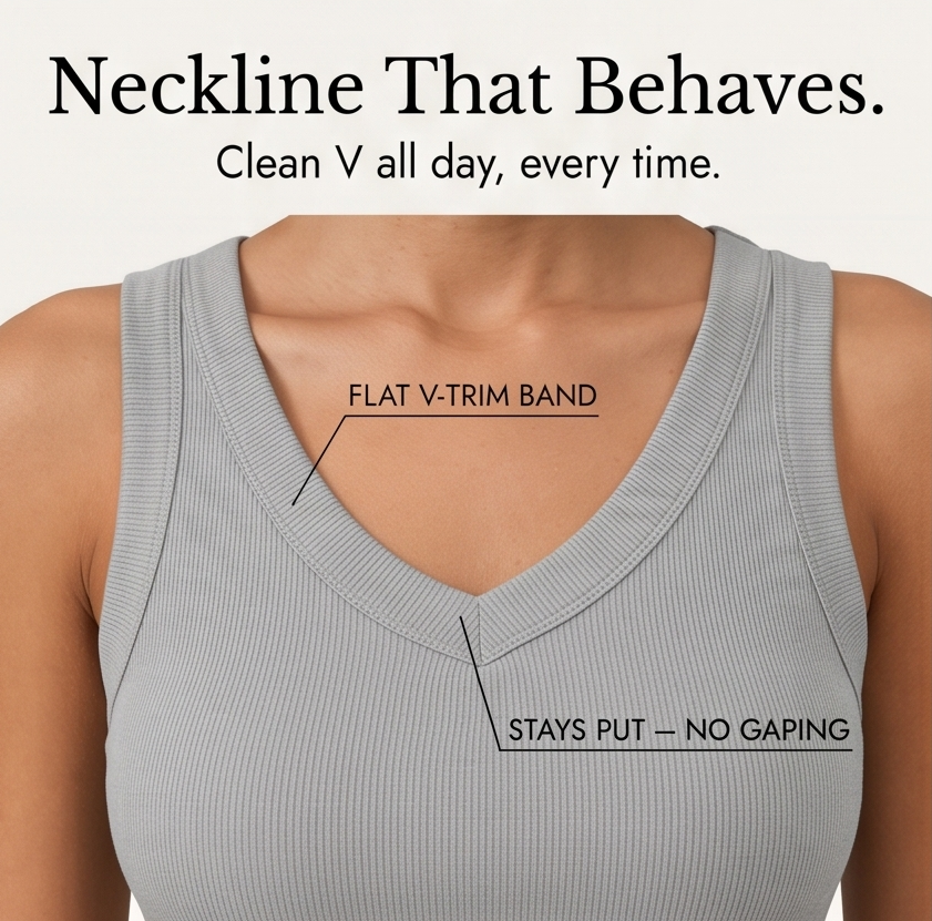 Ribbed V-Neck Tank — View 9 | Clova