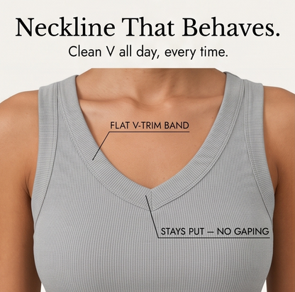 Ribbed V-Neck Tank — View 9 | Clova
